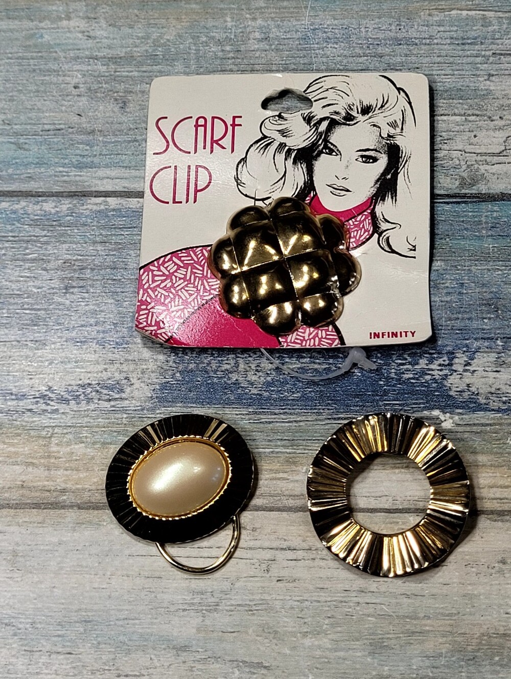 Vintage Gold Tone Scarf Clips - Set of 3